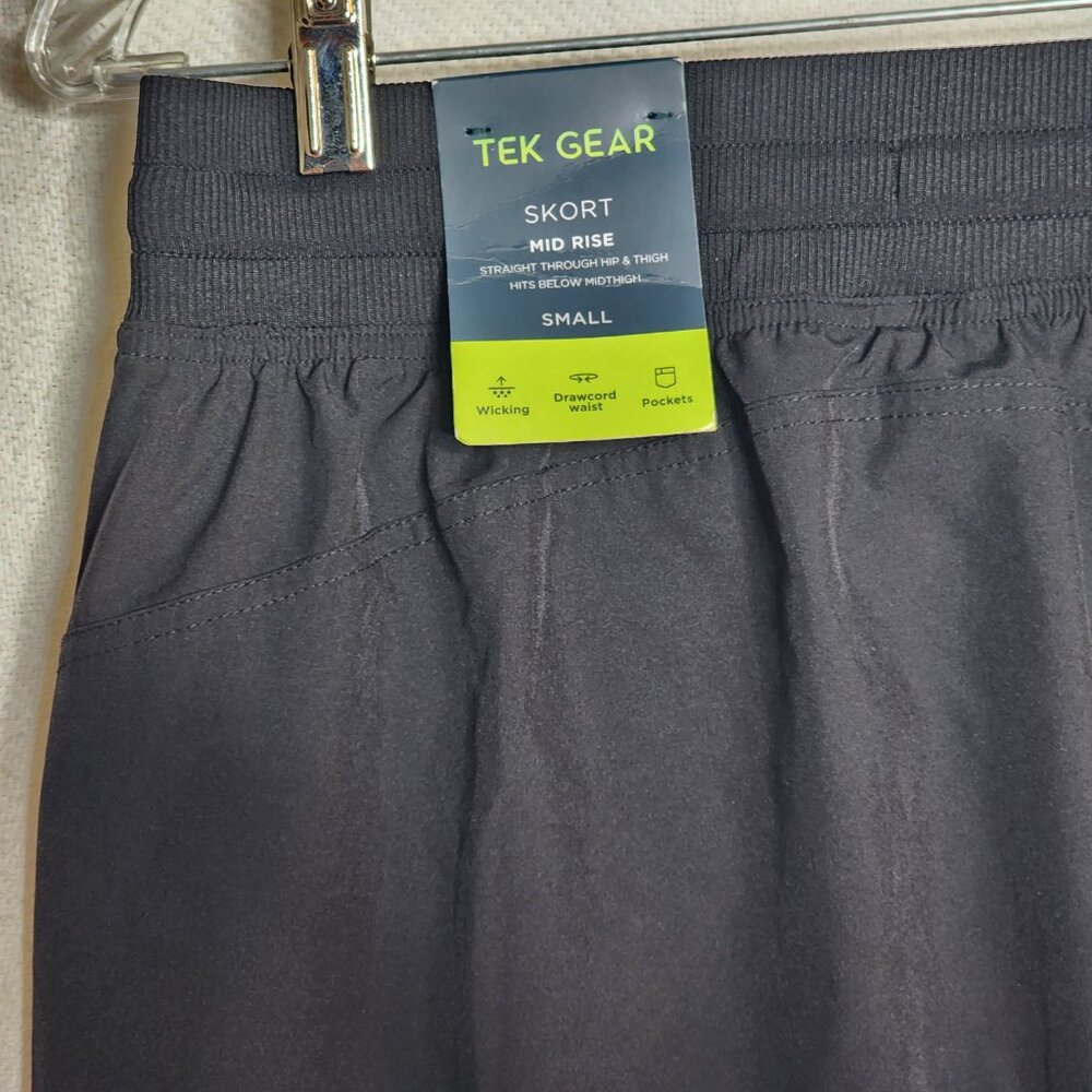 Tek Gear Mineral Black Mid Rise Wicking Drawstring Pocketed Poly Span Skort Sz S - Picture 11 of 16